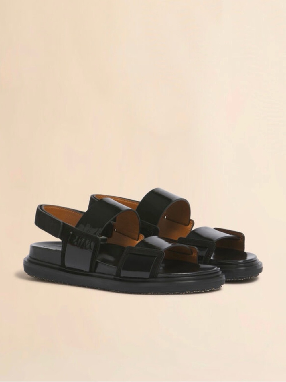 Marni Fussbett Sandals with Calf Fur in Black